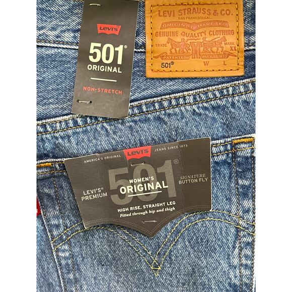 Levi’s Premium 501 Button Fly Jeans Womens W33 L30 Straight Leg 100% Cotton NWT - Picture 12 of 14